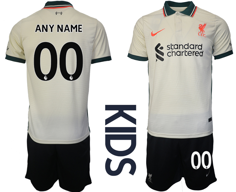Youth 2021-2022 Club Liverpool away cream customized Soccer Jersey